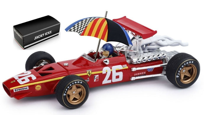 FERRARI F1 312 N 26 WINNER FRANCE GP 1968 JACKY ICKX - WITH PILOT FIGURE AND UMBRELLA RED WHITE 1:43