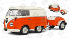 Indlæs billede til gallerivisning VOLKSWAGEN T1 VAN KOOL COMBI WITH TRAILER 1950 ORANGE/WHITE 1:18