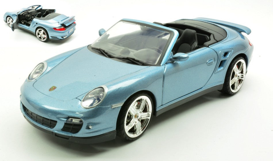 PORSCHE 911 TURBO CABRIO 2008 METALLIC LIGHT BLUE 1:18