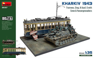 TANK DIORAMA MILITARY TRAMWAY STUG. III AUSF. G WITH CREW AND PANZERGRENADIERS 1943 / 1:35