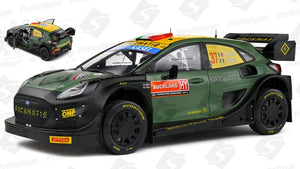 FORD ENGLAND PUMA RALLY1 TEAM FORD WORLD RALLY M-SPORT N 7 RALLY NEW ZEALAND 2022 LORENZO BERTELLI - LORENZO GRANAI GREEN BLACK 1:18