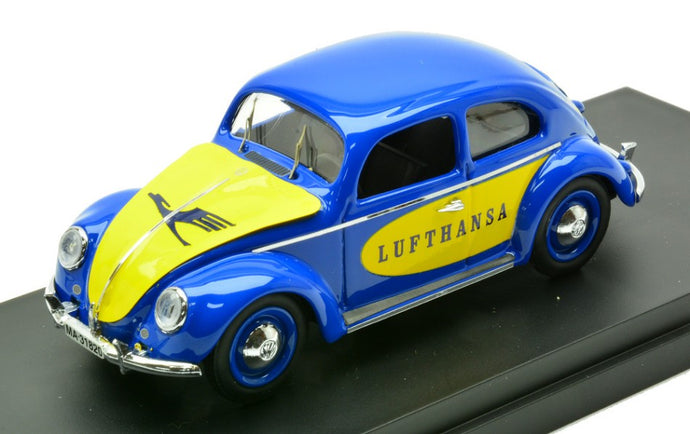 VOLKSWAGEN BEETLE MAGGIOLINO KAFER LUFTHANSA 1957 BLUE YELLOW 1:43