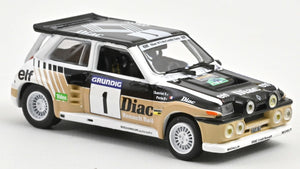 RENAULT R5 MAXI TURBO TEAM DIAC N 1 WINNER RALLY DU VAR 1986 FRANCOIS CHATRIOT - MICHEL PERIN BLACK BEIGE WHITE 1:43