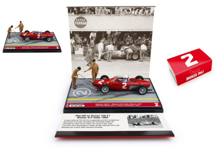 FERRARI 156 F1 WINNER GP ITALIA 1961 PHIL HILL PIT STOP 1:43