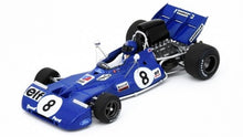 Indlæs billede til gallerivisning Tyrrel 004 #8 PATRICK DEPAILLER FRENCH GP 1972 blå/hvid 1:43