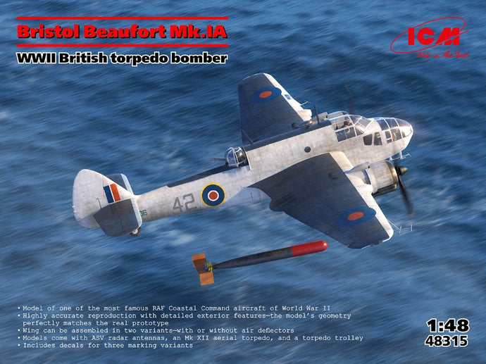 Bristol Beaufort Mk.IA WWII British torpedo bomber KIT 1:48