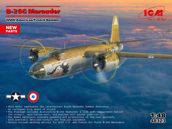 B-26G MARAUDER WWII AMERICAN/FRANCE BOMBER KIT 1:48