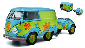 VOLKSWAGEN T1 VAN KOOL COMBI GHOSTHUNTERS MACHINE WITH TRAILER 1950 BLUE GREEN 1:18