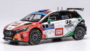 HYUNDAI i20 N RALLY2 TEAM BRC RACING N 1 WINNER RALLY RALI CEREDIGION 2024 HAYDEN PADDON - JOHN KENNARD WHITE GREEN RED 1:43