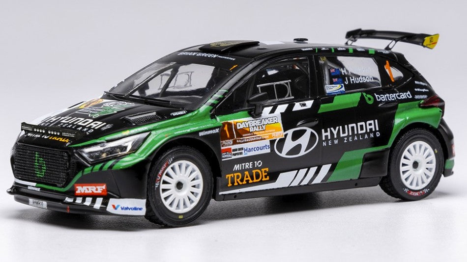 HYUNDAI i20 N RALLY2 TEAM BRC RACING N 1 WINNER RALLY DAYBREAKER 2024 HAYDEN PADDON - JARED HUDSON BLACK WHITE GREEN 1:43
