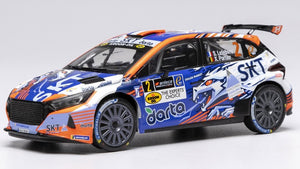 HYUNDAI i20 N RALLY2 TEAM BMA N 2 WINNER RALLY YPRES 2024 STEPHANE LEFEBVRE - XAVIER PORTER BLUE WHITE ORANGE 1:43