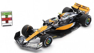MCLAREN F1 TEAM MCL60 #4 LANDO NORRIS 2nd BRITISH GP 2023 + PITBOARD orange/sort/blå 1:18