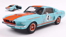 Indlæs billede til gallerivisning FORD USA MUSTANG SHELBY GT500 RACING N 4 TRIBUTE COUPE 1967 LIGHT BLUE ORANGE 1:18