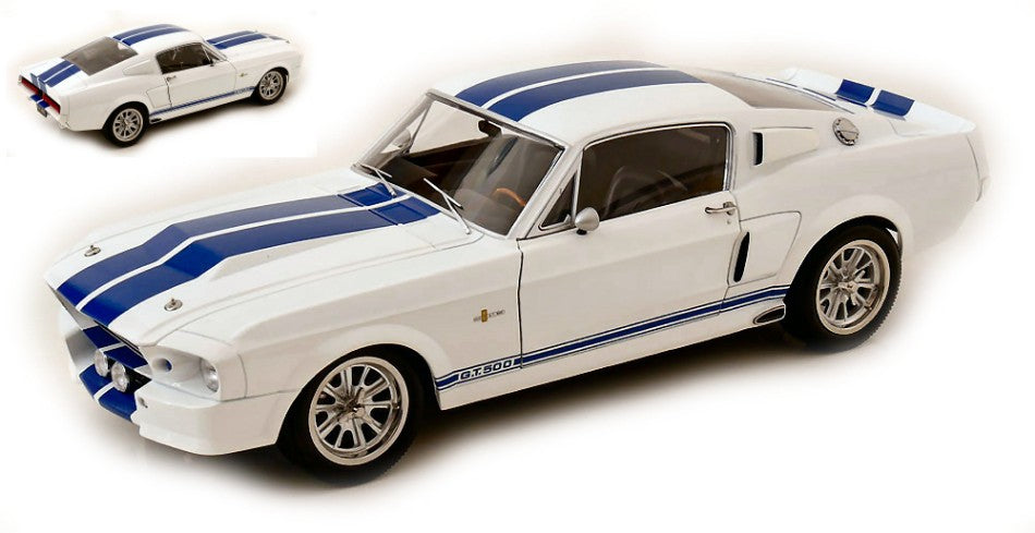 FORD USA MUSTANG SHELBY GT500 ELEANOR COUPE 1967 WHITE BLUE 1:12