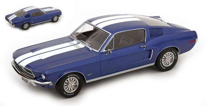 FORD USA MUSTANG GT FASTBACK COUPE 1968 BLUE WHITE 1:18