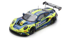 Indlæs billede til gallerivisning PORSCHE 911 992 GT3 R 4.2L TEAM RUTRONIK RACING N 96 24h SPA 2024 JULIEN ANDLAUER - SVEN MULLER - PATRIC NIEDERHAUSER YELLOW BLUE 1:43