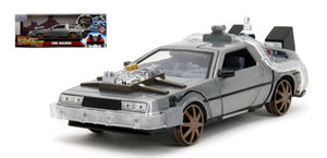 DE LOREAN "BACK TO THE FUTURE III" RAILROAD WHEELS W/LIGHTS TRY ME 1:24