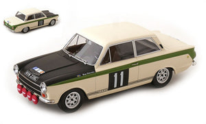 FORD ENGLAND LOTUS CORTINA MKI N 11 WINNER RAC RALLY 1966 BENGT SODERSTROM - GUNNAR PALM WHITE BLACK 1:18
