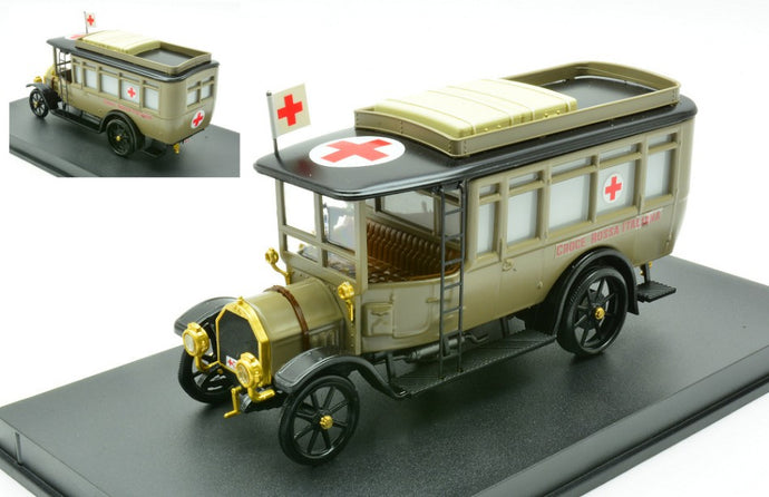 FIAT 15BL TRUCK AMBULANZA C.R.I. CROCE ROSSA ITALIANA 1911 MILITARY BEIGE 1:43