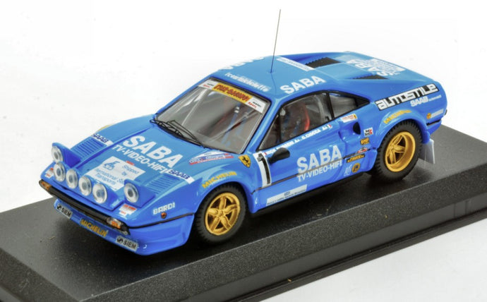 FERRARI 308 GTB TEAM SABA (night version) N 1 WINNER RALLY MILLE MIGLIA 1983 NICOLA BUSSENI - DANIELE CIOCCA BLUE 1:43