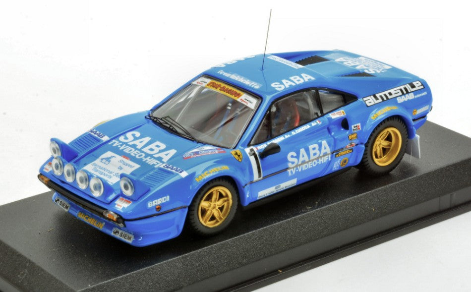 FERRARI 308 GTB TEAM SABA (night version) N 1 WINNER RALLY MILLE MIGLIA 1983 NICOLA BUSSENI - DANIELE CIOCCA BLUE 1:43