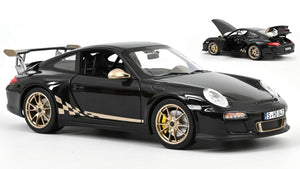 PORSCHE 911 GT3 RS 2009 BLACK & WHITE GOLD METALLIC 1:18