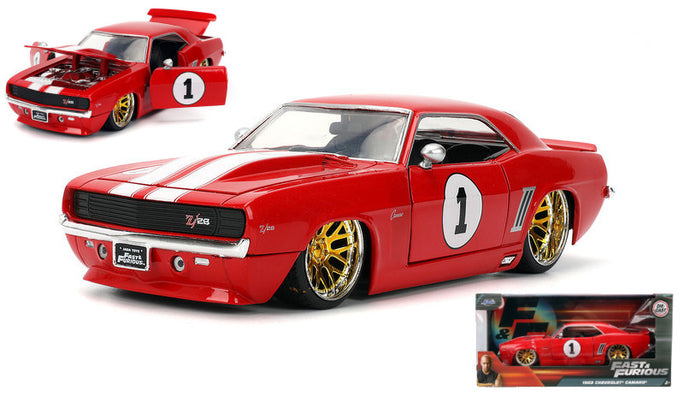 CHEVROLET CAMARO N 1 RACING COUPE 1969 RED WHITE 1:24