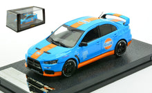 Indlæs billede til gallerivisning MITSUBISHI LANCER EVOLUTION X GULF LIVERY 2008 LIGHT BLUE ORANGE 1:43