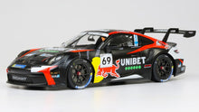 Indlæs billede til gallerivisning PORSCHE 911 992 GT3 CUP TEAM NATIONALE AUTOCLUB EXCELSIOR N 69 WINNER PORSCHE CUP ZOLDER 2024 KALLE ROVANPERA BLACK 1:18