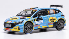 Indlæs billede til gallerivisning HYUNDAI i20 N RALLY2 N 3 2nd RALLY SPA 2024 CEDRIC CHERAIN - DAMIEN WITHERS LIGHT BLUE YELLOW 1:43