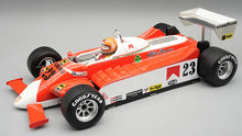 Indlæs billede til gallerivisning Alfa Romeo 179 V12 #23 BRUNO GIACOMELLI USA GP WATKINS GLEN 1980 + FIGUUR rød/hvid/sølv 1:18