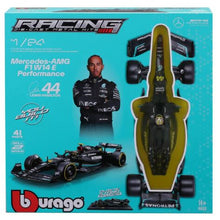 Indlæs billede til gallerivisning MERCEDES-AMG PETRONAS FORMULA ONE TEAM F1 W14 E PERFORMANCE #44 LEWIS HAMILTON 2023 - KIT sort/turkis 1:24