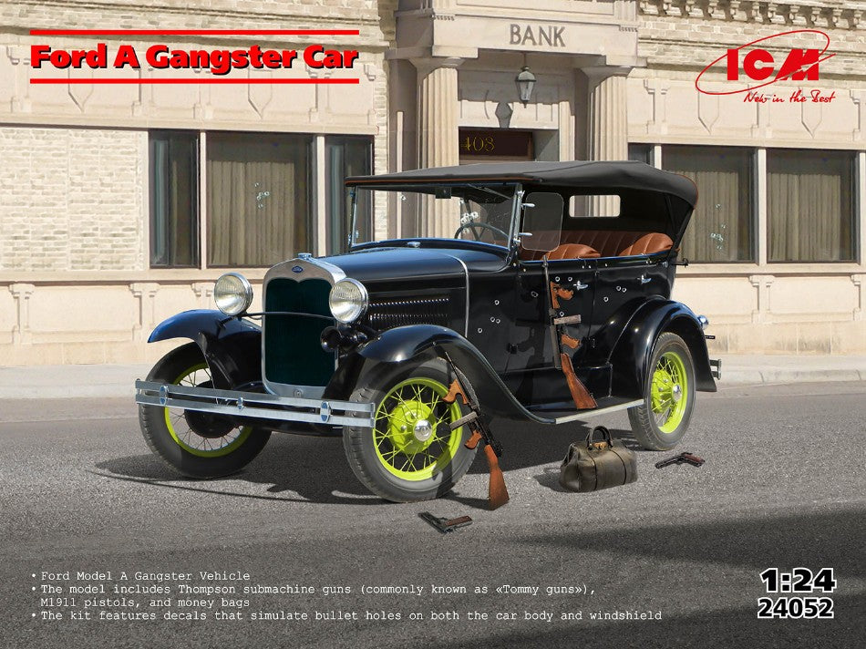 FORD MODEL A GANGSTER CAR W/GUNS KIT 1:24