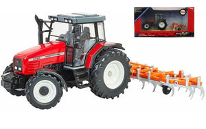 MASSEY FERGUSON 6290 TRACTOR WITH TRAILER 2012 RED ORANGE 1:32