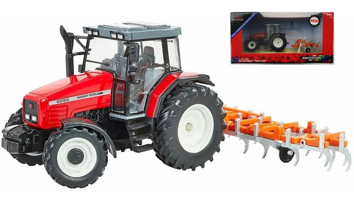 MASSEY FERGUSON 6290 TRACTOR WITH TRAILER 2012 RED ORANGE 1:32