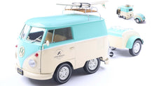 Indlæs billede til gallerivisning VOLKSWAGEN T1 VAN KOOL COMBI WITH TRAILER 1950 LIGHT BLUE WHITE 1:18