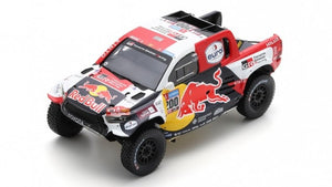 TOYOTA HILUX T1 GR DKR PICK-UP TEAM TOYOTA GAZOO RACING RED BULL N 200 WINNER RALLY DAKAR 2023 NASSER AL-ATTIYAH - MATHIEU BAUMEL WHITE BLUE RED YELLOW 1:18