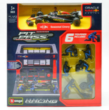 Indlæs billede til gallerivisning Red Bull RB20 #1 MAX VERSTAPPEN 2023 - PIT PASS SET mørk blå/rød/gul 1:43 fra Burago