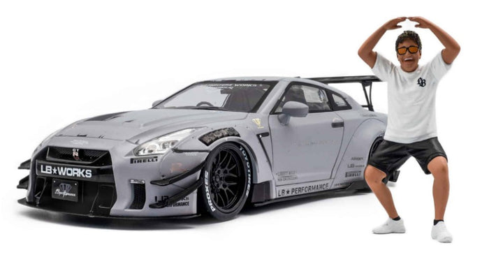 NISSAN GT-R (R35)  LIBERTY WALK COUPE W/A.D.FIGURE 2018 GREY 1:18