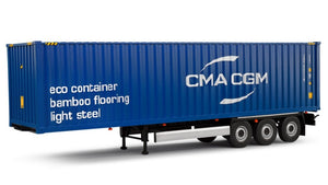 CONTAINER TRAILER + CONTAINER CMA / CGM blå 1:24