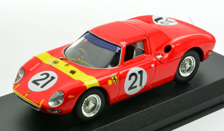 FERRARI 250LM 3.3L V12 COUPE N 21 WINNER ZOLDER LIMBURG GP 1965 LUCIEN BIANCHI RED YELLOW 1:43