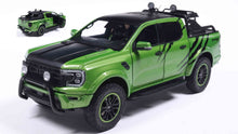 Indlæs billede til gallerivisning FORD USA RANGER RAPTOR PICK-UP DOUBLE CABINE 2024 GREEN BLACK 1:18