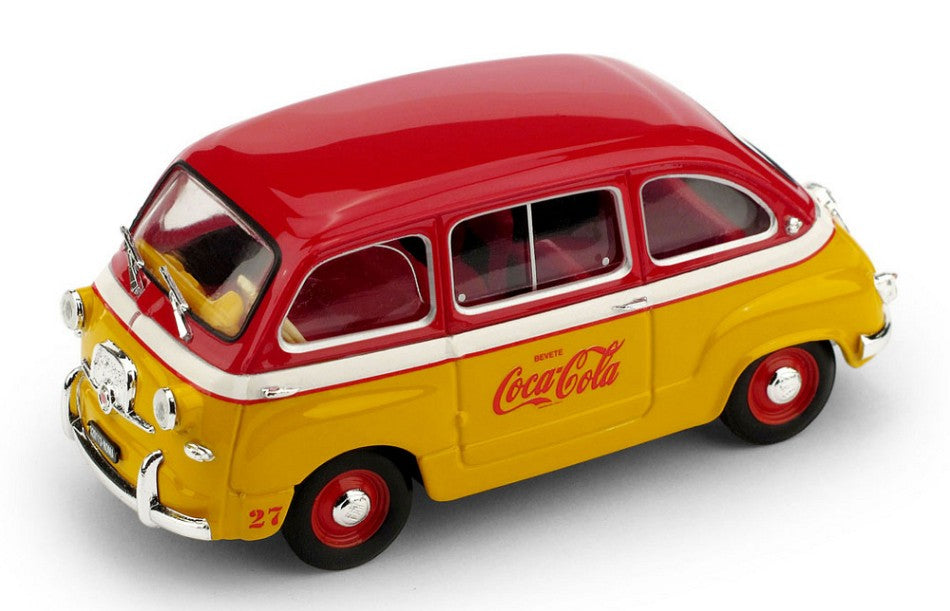 FIAT 600D MULTIPLA COCA-COLA OLIMPIADI ROMA 1960 YELLOW RED WHITE 1:43