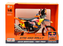 Indlæs billede til gallerivisning RED BULL Ktm 450 #8 TOBY PRICE DAKAR RALLY 2024 orange/gul/rød 1:6