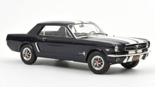 Indlæs billede til gallerivisning Ford MUSTANG COUPE 1966 mørk blå/hvid 1:18