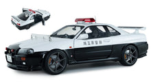 Indlæs billede til gallerivisning NISSAN SKYLINE 34 GT-R (BNR34) JAPAN POLICE 2019 WHITE BLACK 1:18