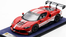 Indlæs billede til gallerivisning FERRARI 296 GT3 3.0L TWIN TURBO V6 CHALLENGE N 32 FINALI MONDIALI MUGELLO ITALY 2023 WITH SHOWCASE RED WHITE 1:18