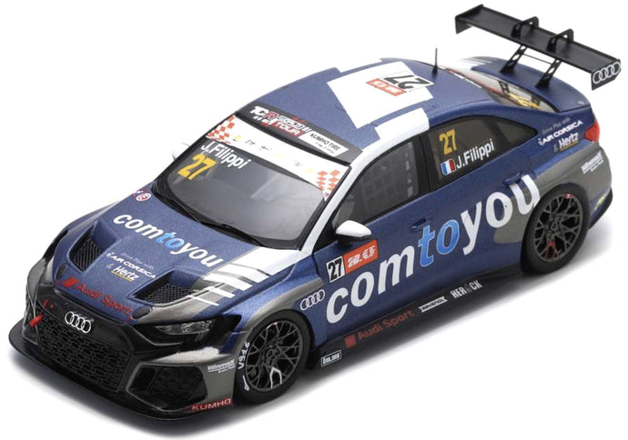 Audi RS 3 LMS #127 JOHN FILIPPI 7th RACE 2 TCR WORLD TOUR MACAU 2023 mørk blå/hvid/grå 1:43