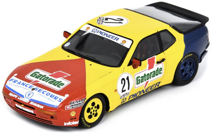 Porsche 944 CUP #21 MICHEL MAISONNEUVE FRENCH CHAMPION 1990 rød/gul/blå 1:43