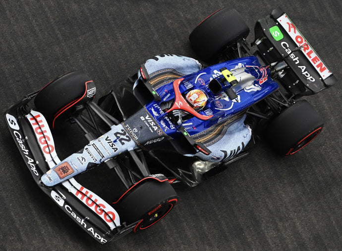 RACING BULLS F1 VCARB-01 TEAM VISA CASH APP N 22 SINGAPORE GP 2024 YUKI TSUNODA BLUE WHITE 1:18